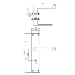 Deurkruk Amsterdam op schild sleutelgat 72mm zwart