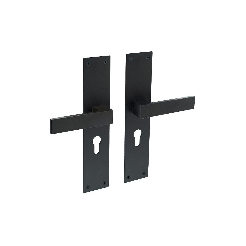 Deurkruk Amsterdam op schild profielcilindergat 55mm zwart