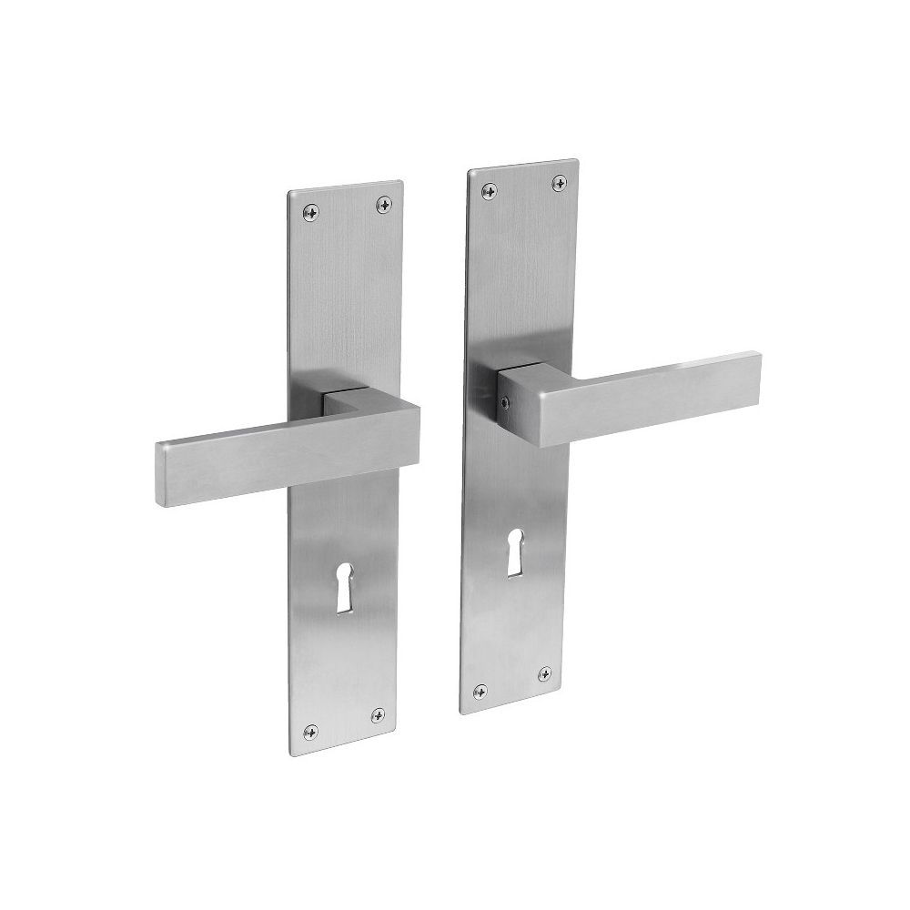 Deurkruk Amsterdam op schild sleutelgat 72mm RVS