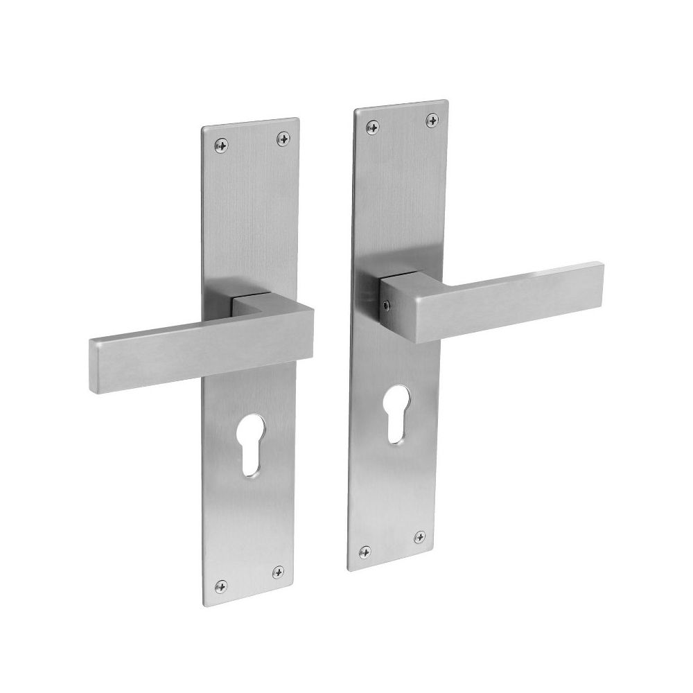 Deurkruk Amsterdam op schild profielcilindergat 55mm RVS