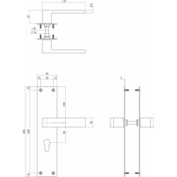 Deurkruk Amsterdam op schild profielcilindergat 55mm RVS