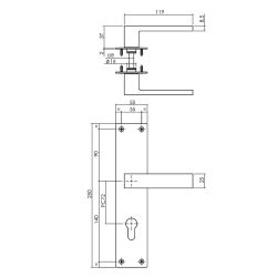 Deurkruk Amsterdam op schild profielcilindergat 72mm RVS