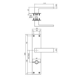 Deurkruk Amsterdam op schild WC78/8 RVS