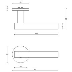 Formani BASIC LBVII-19 gatdeel links op ronde rozet mat zwart EN1906