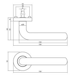 Gatdeel links Agatha op rond rozet 53x8mm nokken mat zwart