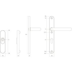 Veiligheidsbeslag SKG3 met kerntrekbeveiliging profielcilindergat 72 mm ovaal voordeurbeslag rvs geborsteld
