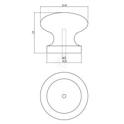 Knop 40mm grenenhout