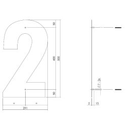 XXL huisnummer 50 cm hoog - RVS