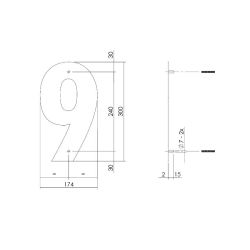 XL huisnummer 30 cm hoog - zwart