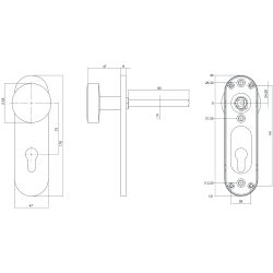 Knop schild profielcilindergat rvs brandvertragend 