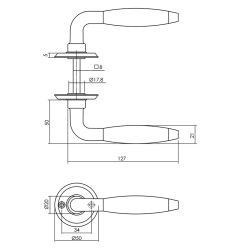 Deurkruk Antonnet met rozet nikkel/ebbenhout