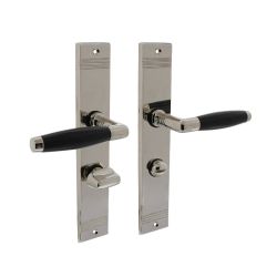 Intersteel Deurkruk Ton Basic op schild met toilet-/badkamersluiting 63/8 mm - nikkel glans/zwart