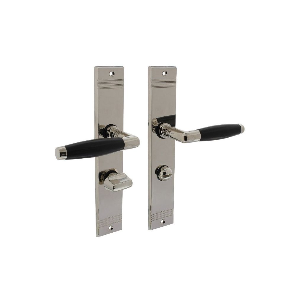 Intersteel Deurkruk Ton Basic op schild met toilet-/badkamersluiting 63/8 mm - nikkel glans/zwart