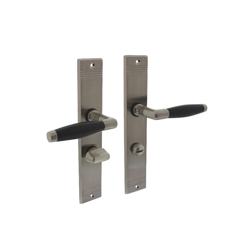 Deurkruk Ton Basic op schild WC63/8mm - mat nikkel/ebbenhout