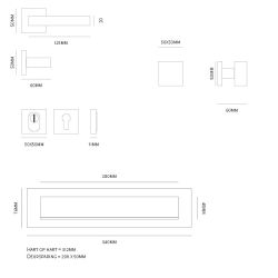 Voordeurset Quadro exc. vierkant zwart met anti-kerntrek SKG***