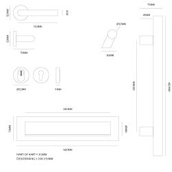 Voordeurset vierkant zwart met greep anti-kerntrek SKG***