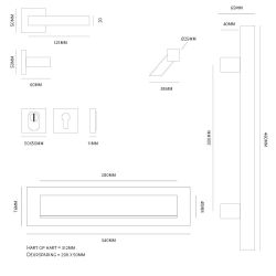 Voordeurset vierkant zwart met greep anti-kerntrek SKG***