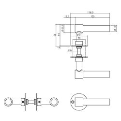 Deurkruk L/L-model met rozet 2 mm rvs geborsteld