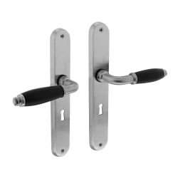 Deurkruk Courgette met ovaal schild 238x39x9mm sleutelgat 56mm mat chroom