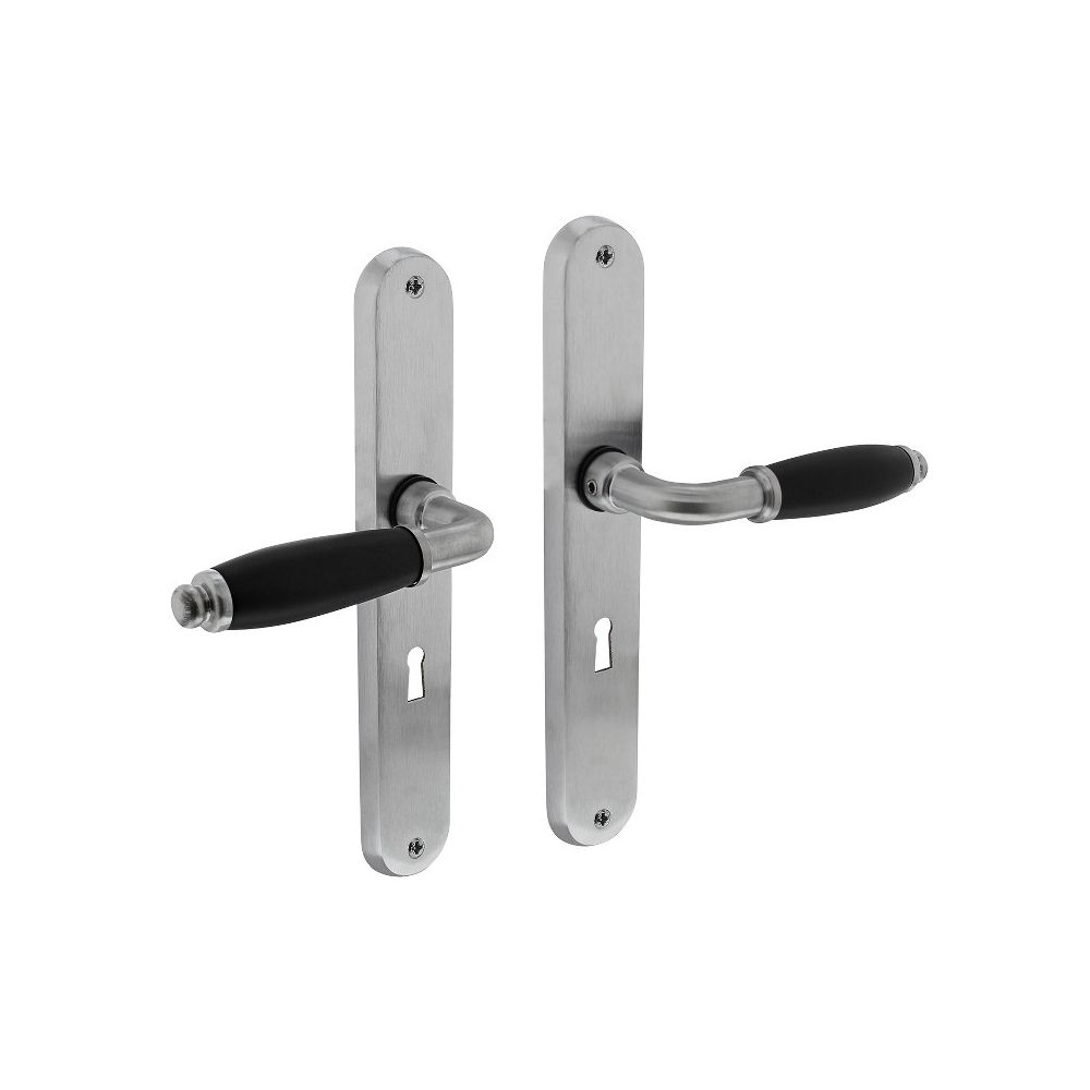 Deurkruk Courgette met ovaal schild 238x39x9mm sleutelgat 56mm mat chroom