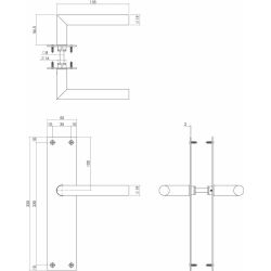 Deurkruk Jura met schild 250x55x2mm  blind rvs geborsteld