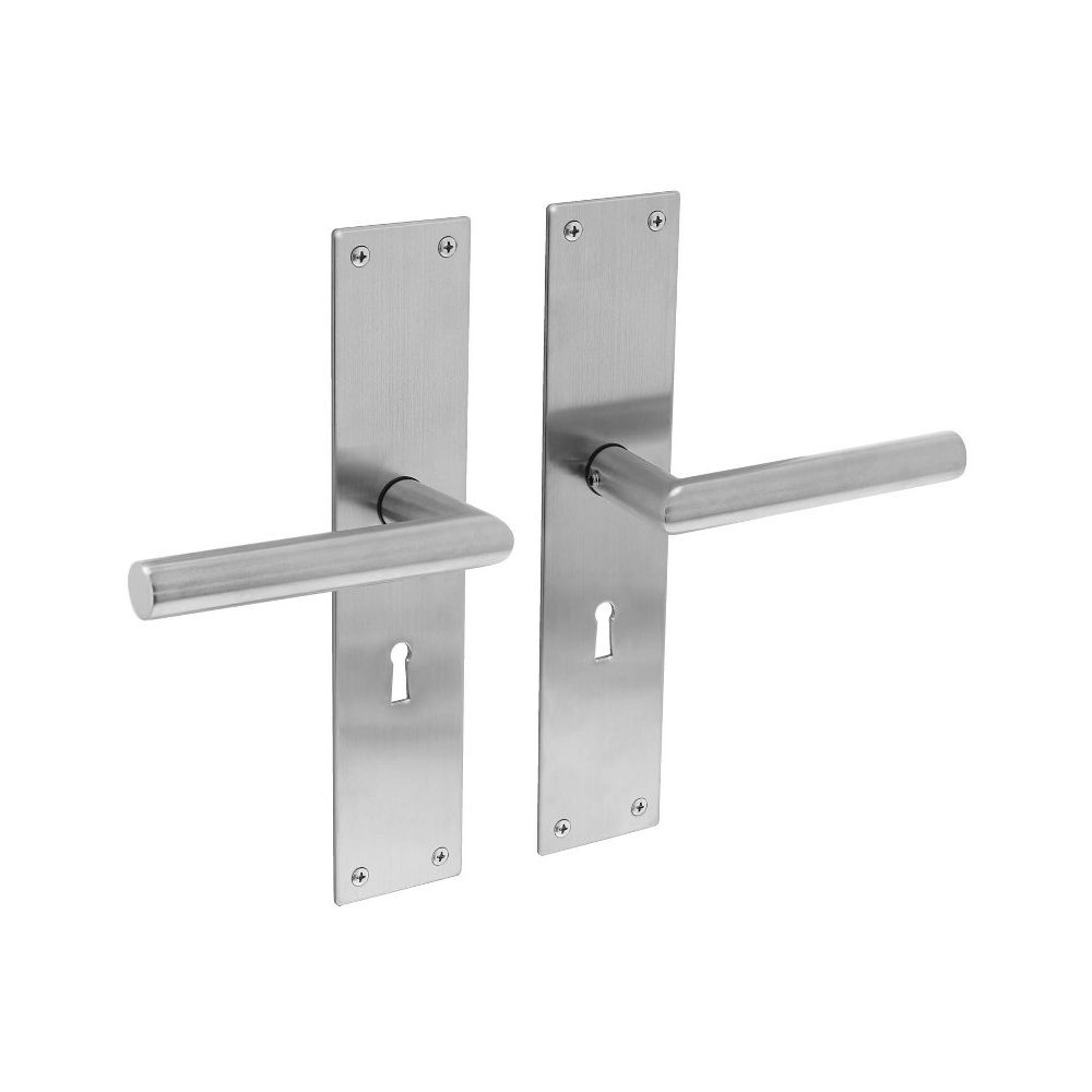 Deurkruk Jura met schild 250x55x2mm sleutelgat 56mm rvs geborsteld