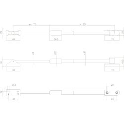 Telecopische raamuitzetter buitendraaiend zwaar 375 grijs
