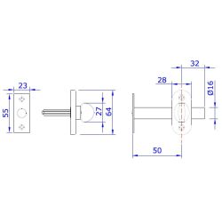 Insteekgrendel/voordeurgrendel 50mm - puurzwart