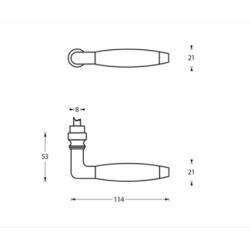 Gatdeel deurkruk Marloes messing gelakt/ebbenhout