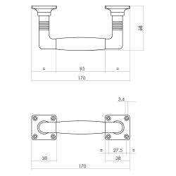 Intersteel Deurgreep Ton Basic 95/170mm op vierkant rozet nikkel mat/ebbenhout