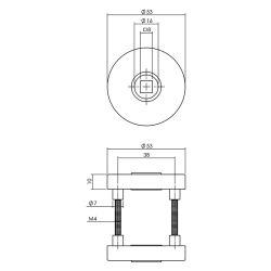 Intersteel Rozet verdekt geveerd met nokken 53x10mm massief RVS/zwart