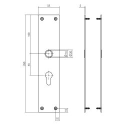 Intersteel Schild renovatie rechthoekig 250 x 55mm x 2mm profielcilindergat 55mm RVS