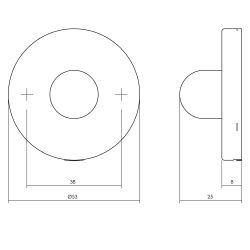 P+E Deurstopper wandmontage 53x8mm rvs geborsteld 