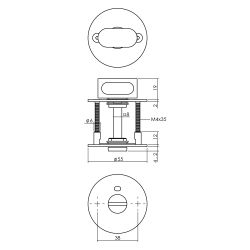 P+E Rozet toilet-/badkamersluiting rond ø55x2mm met 8mm stift rvs geborsteld