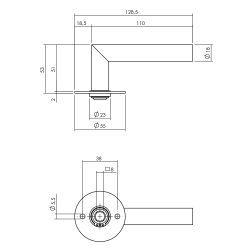 P+E Gatdeel deurkruk L-model haaks 8mm stift rvs geborsteld