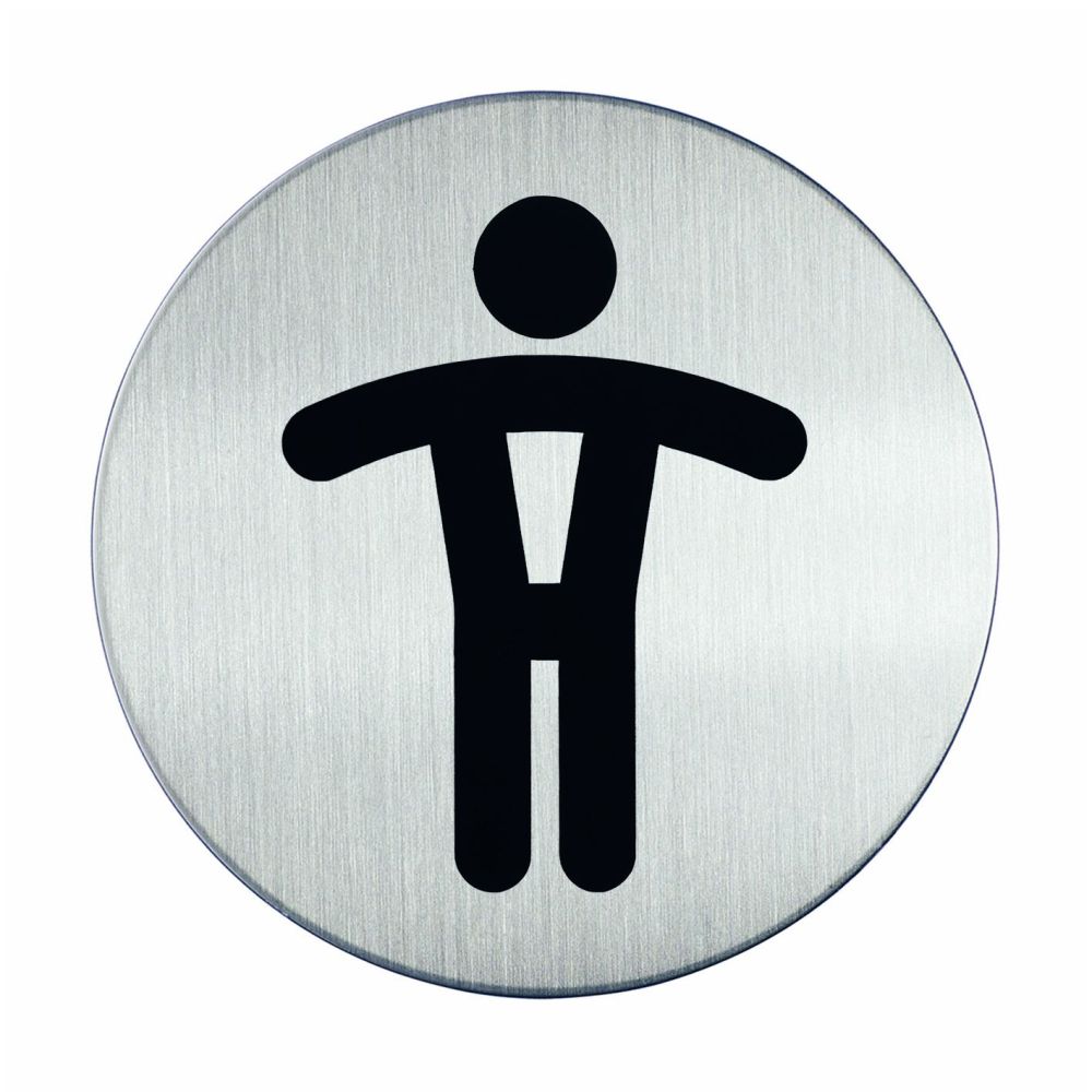 Pictogram zelfklevend rond herentoilet RVS