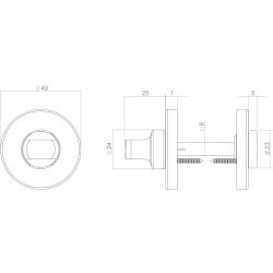 Rozet met toilet-/badkamersluiting verdekt 49x7mm oud grijs