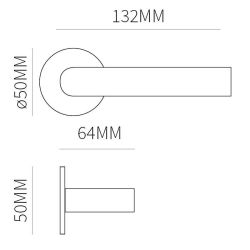 Deurkruk Toledo Zwart op rond rozet 4mm dun