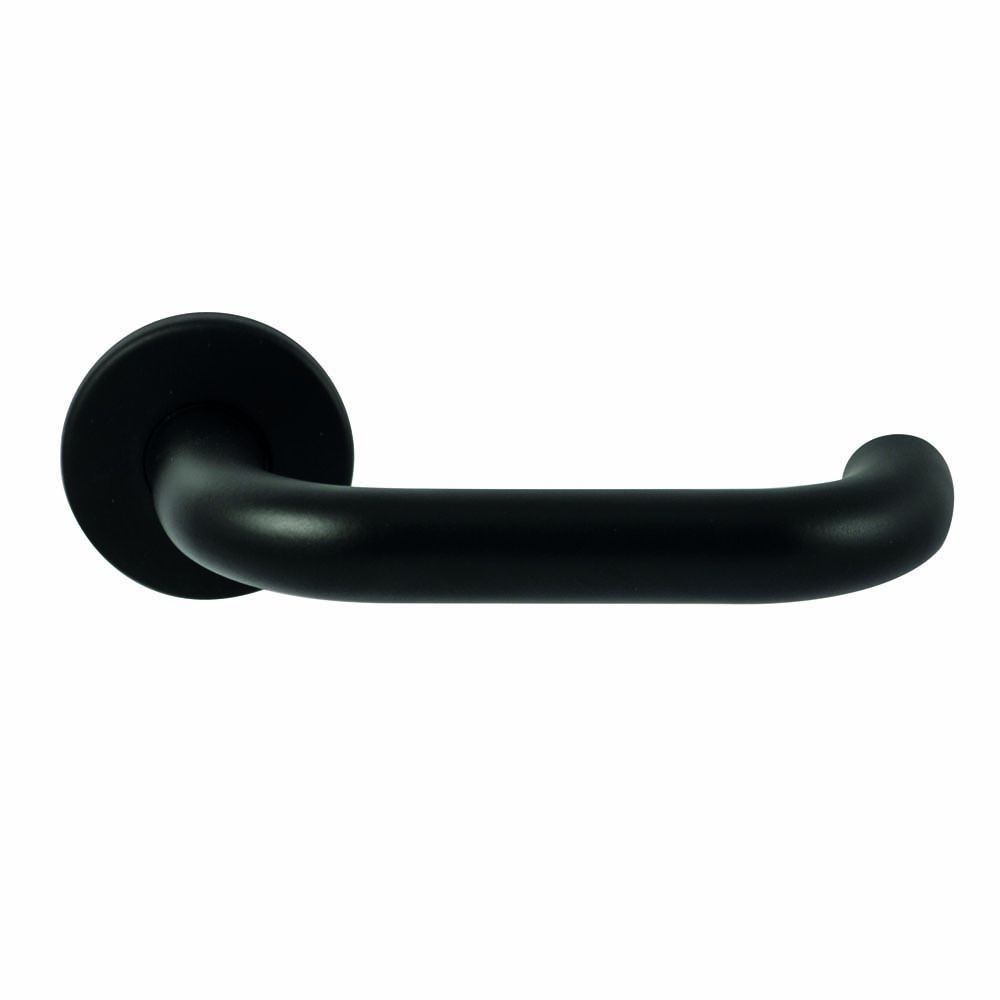 Deurkruk Stockholm Zwart op rond rozet 4mm dun