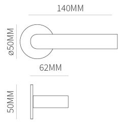 Deurkruk Stockholm Zwart op rond rozet 4mm dun