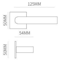 Deurkruk Phoenix Zwart op vierkant rozet 4mm dun