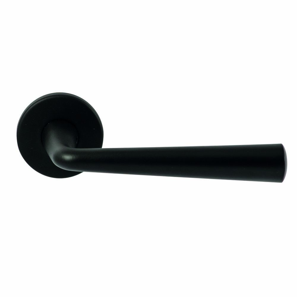 Deurkruk Mikanos Zwart op rond rozet 4mm dun