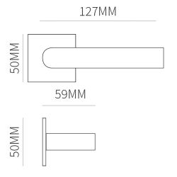 Deurkruk Samos Zwart op vierkant rozet 4mm dun