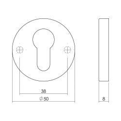 Intersteel Rozet met profielcilindergat verdekt 50x8mm nikkel mat