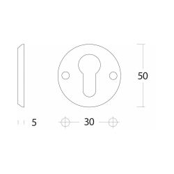 Intersteel Rozet met profielcilindergat schroefgat 50x5mm mat zwart