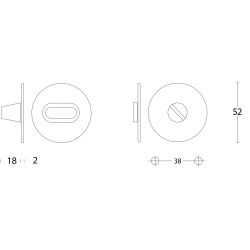Intersteel Rozet met toilet-/badkamersluiting zonder venster plat 50x2mm RVS