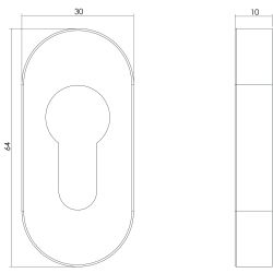 Intersteel Rozet ovaal met profielcilindergat verdekt 65x30x10mm RVS