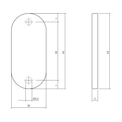 Intersteel Afdekrozet ovaal verdekt 65x30x5mm RVS