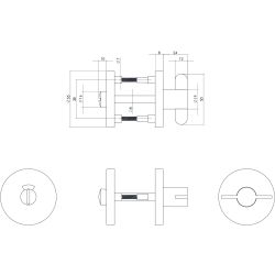 Intersteel Rozet met toilet-/badkamersluiting verdekt 55x8mm RVS