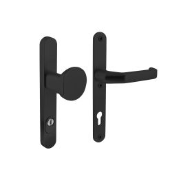 Veiligheidsbeslag SKG3 smal greep/kruk profielcilindergat 92mm met kerntrekbeveiliging aluminium/zwart